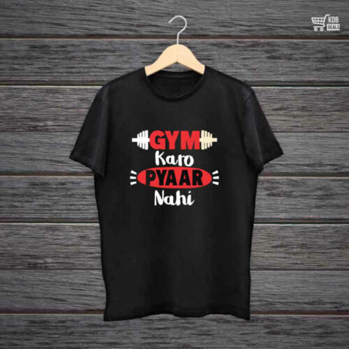 Black Cotton T-Shirt - Gym Karo Pyar Nahi