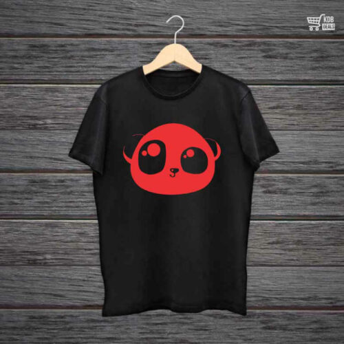  Black Cotton Printed T-Shirt - Panda