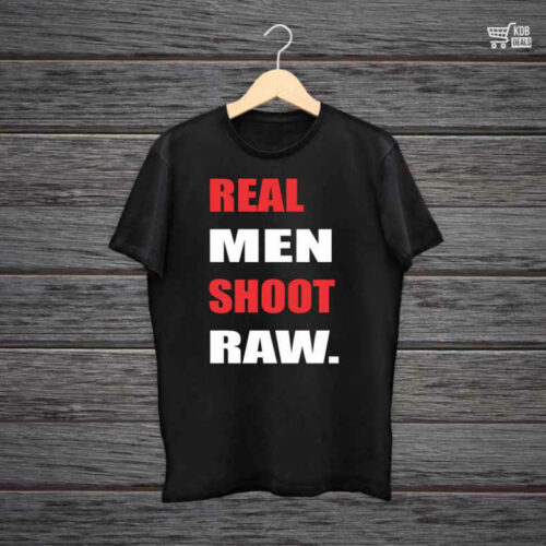 Black Printed Cotton T-Shirt - Real Men Shoot Raw