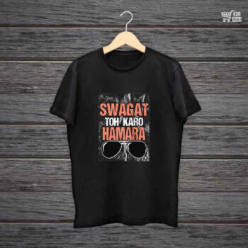 Black Printed Cotton T-Shirt - Swagat Toh Karo Hamara