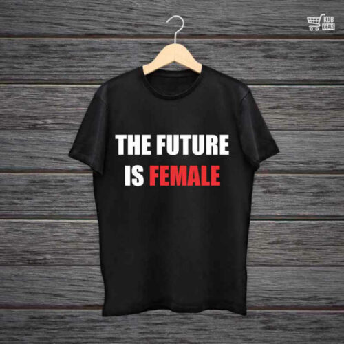  Black Printed Cotton T-Shirt - The Future Is Female