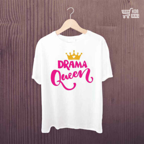 White Printed T-Shirt - Drama Queen