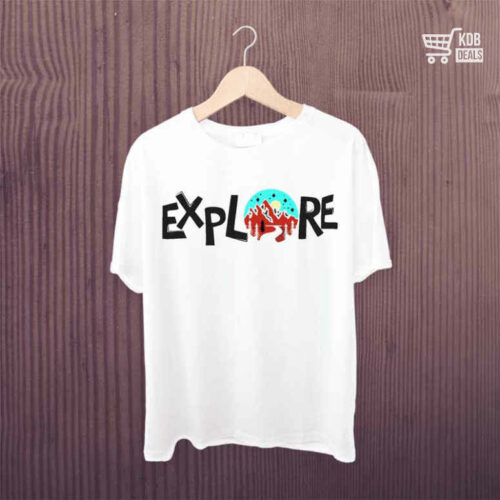 White Printed T-Shirt - Explore