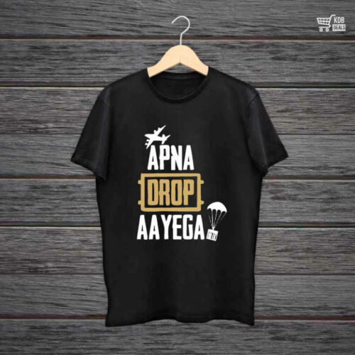  Black Cotton T-shirt - Apna Drop Aayega