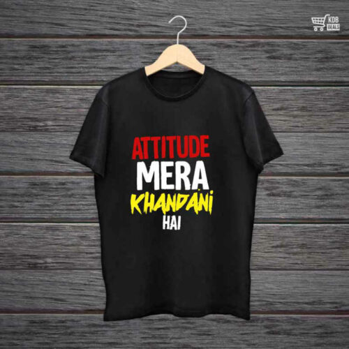 Black Cotton T-shirt - Attitude Mera Khandani Hai