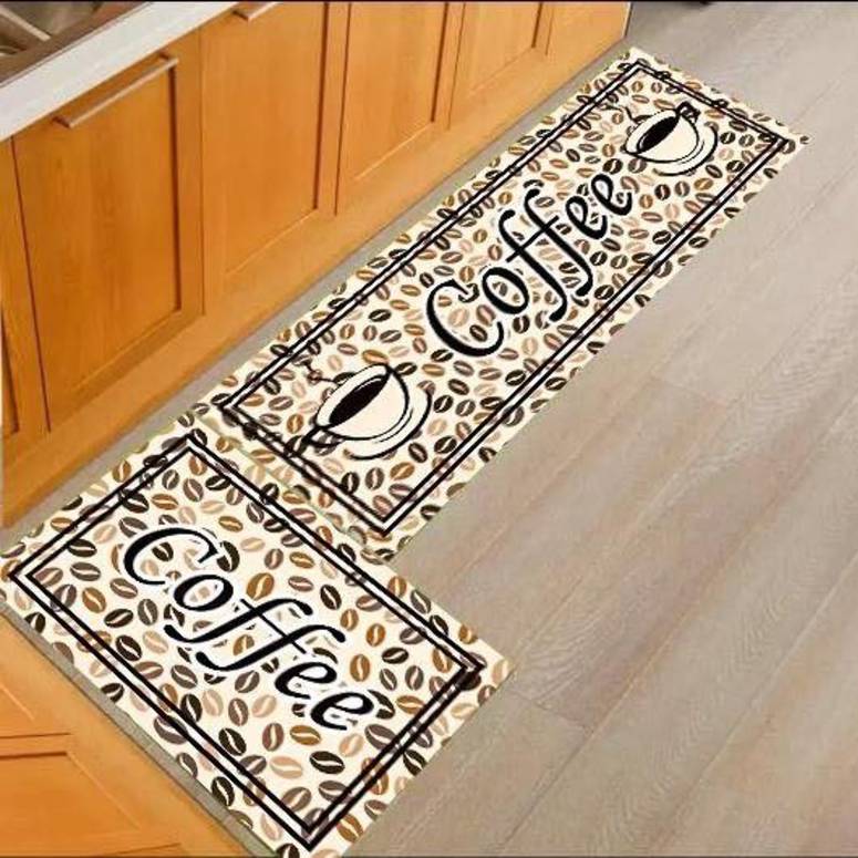 3D Coffee Printed Carpet Rug in Kitchen Home Living Office Restaurant Entrance Area Anti Slip Runner Floor Mat