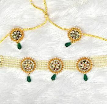 Meira Jewellery Ethnic Rajputi Meenakri work Green Choker Set 2