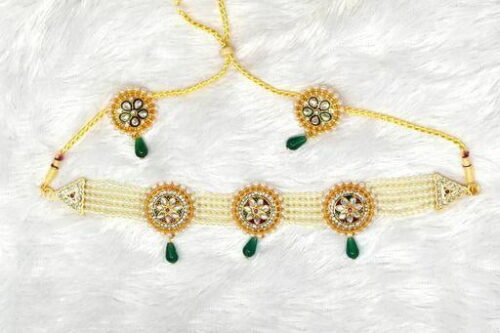 Meira Jewellery Ethnic Rajputi Meenakri work Green Choker Set 2