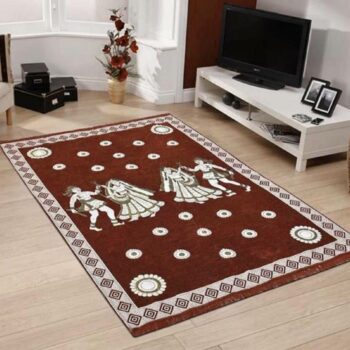 Perfect Size Kashmiri Carpet, Multi-Purpose Chenille Carpet for Bedroom, Living Room (5x7 Feet) Brown