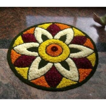 Rangoli Door Mat, Shaggy Beside Runner, Highly Durable and Easy to Clean (24 x 24 Inches)