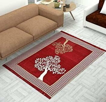 Tree Print Chenille Touch Carpet for Living Room
