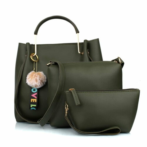Women's Handbag (Set of 3) (3LR-BIB-Green_Green)