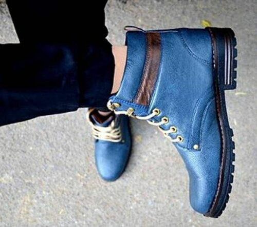 Blue Solid Flat Synthetic Boots 3