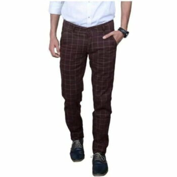 Checkered Men's Stylish Trouser (Brown)