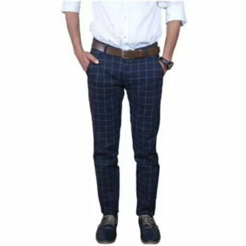 Checkered Men's Stylish Trouser (Navy Blue)
