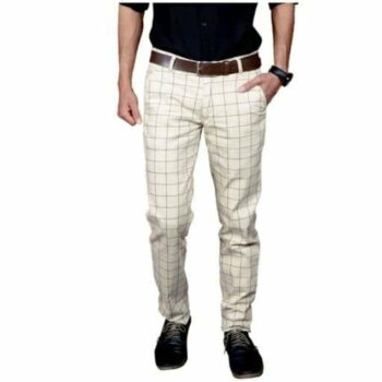 Checkered Men's Stylish Trouser (White)