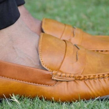 Elegant Tan Solid Synthetic Leather Mens Loafers 2