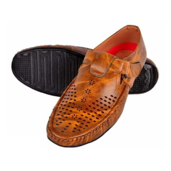 Men Tan Synthetic Leather Sandals