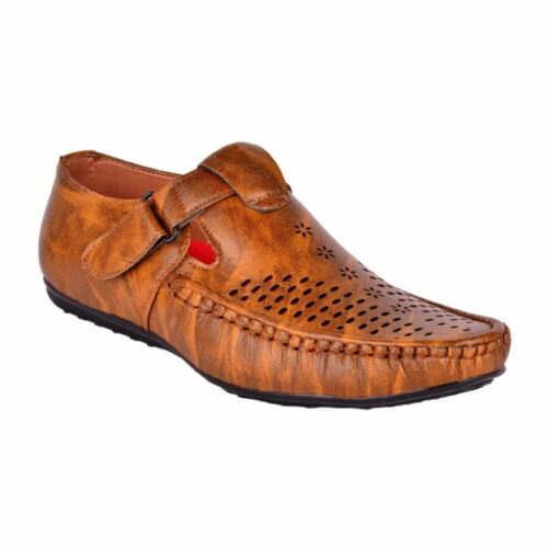Men Tan Synthetic Leather Sandals