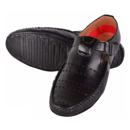 Mens Black Synthetic Leather Sandals 1