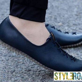 Men's Blue Synthetic Leather Solid Casual Shoes