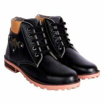 Men's Stylish Synthetic Leather Boots-Black