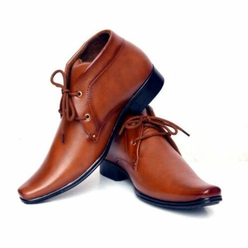 Tan Solid Synthetic Formal Shoes
