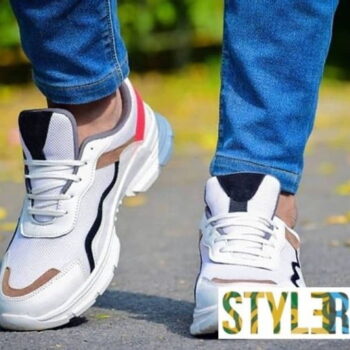 Trendy White Mesh Sports Shoes For Men 8