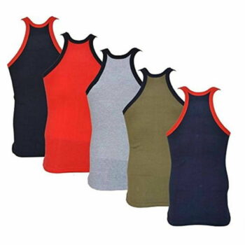 Pack of 5 Solid Cotton Gym Vest for Men