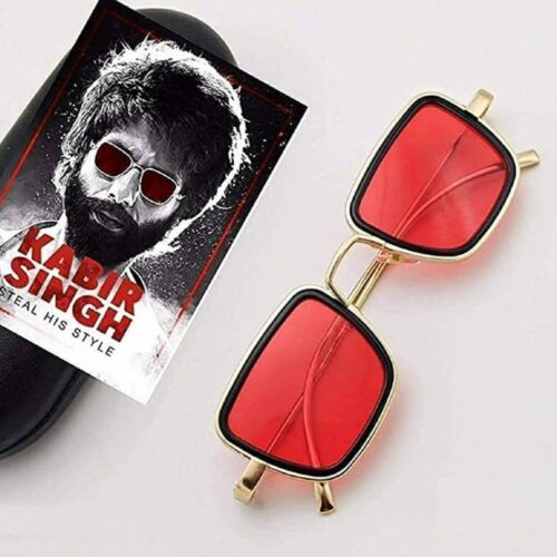 Trendy Red Metal Square Sunglass