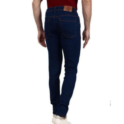 Mens Navy Blue Washed Dyed Slim Fit Jeans Stretchable 2