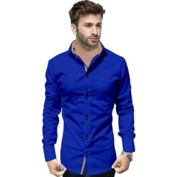 Partywear Solid Men's Blue Shirt