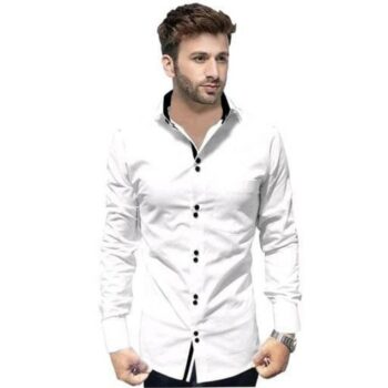 Partywear Solid Men's White Shirt
