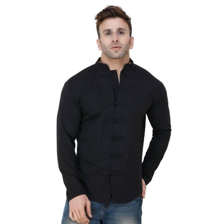 Soft Cotton Designer Button Black Shirt
