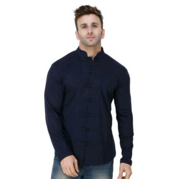 Soft Cotton Designer Button Navy Blue Shirt
