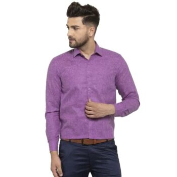 Solid Men's Formal Cotton Shirt (Purple)