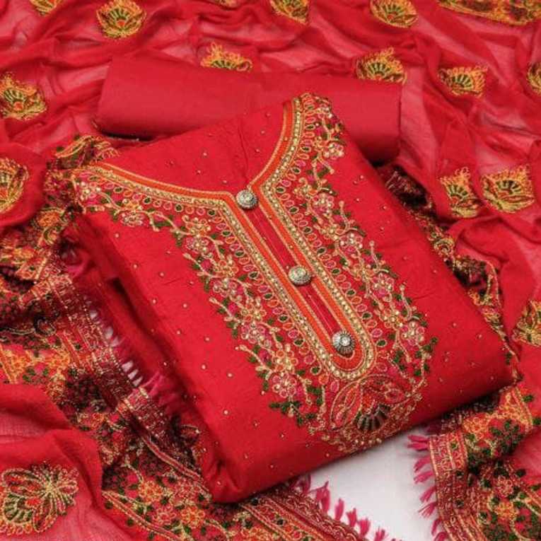 Heavy Stone Dress Materials with Cotton Shifaan Dupatta-Hybiz.tv - YouTube