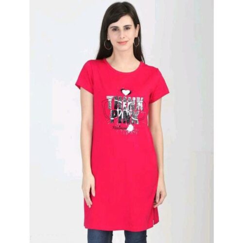 Divine Voguish Long Top Cotton Printed Red