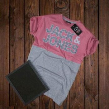 Jack and Jones T-Shirt Men's Cotton T-shirt Pink Grey