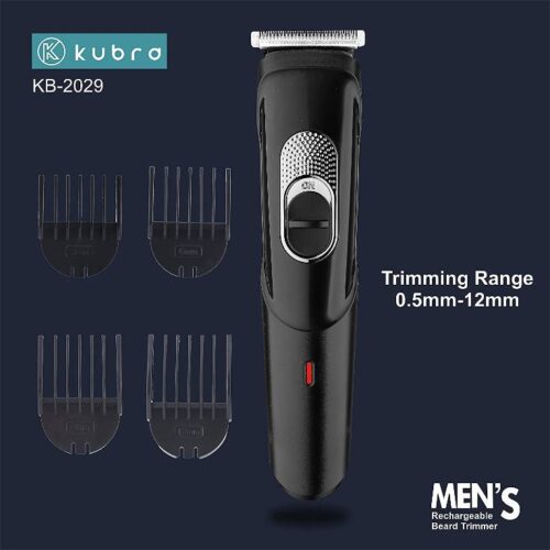 Kubra KB-2029 Rechargeable Cordless Beard & Hair Trimmer For Men (Black)