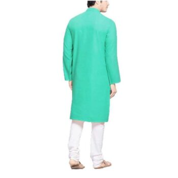 Men's Plain Solid Kurta Pyjama Set Green