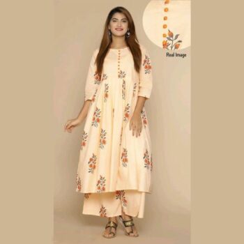Printed Cotton Long Kurti With Palazzo for Women