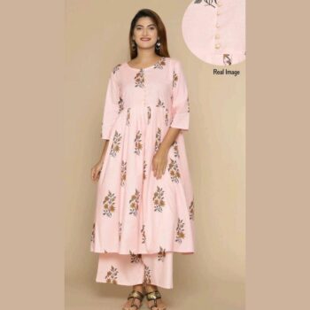 Printed Cotton Long Kurti With Palazzo for Women