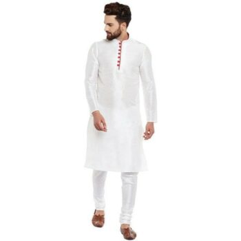 White Ethnic Kurta Set Traditional Kurta Pyjama Set for Men