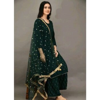 Women-Rayon-A-line-Embroidered-Long-Kurti-With-Palazzo-And-Dupatta