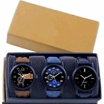 Attractive Leather Pack of 3 Watch for Men