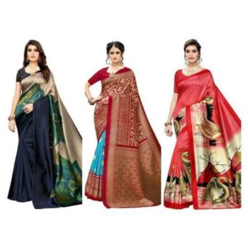 Fancy Mysore Silk Sarees (Pack of 3)