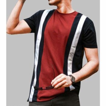 Long Striped Colorblock Tshirt for Men