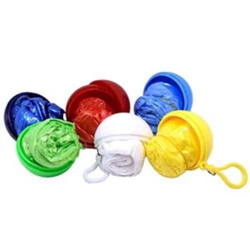 Portable Raincoat Disposable Waterproof Poncho Keychain (Pack of 4 Random Colors)