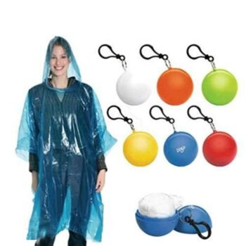 Portable Raincoat Disposable Waterproof Poncho Keychain (Pack of 4 Random Colors)